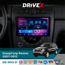 Штатна магнітола для SsangYong Rexton 2007-2012 DriveX SE-903 QLED 9" Android 8-ядерний 4+64Гб SIM-картка 3G/4G DSP 4x50W(TDA7851) бездротовий CarPlay та AndroidAuto