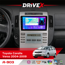 Штатна магнітола для Toyota Corolla Verso 2004-2009 DriveX A-903 QLED 9" Android 4-ядерний 2+32Гб 4x50W(TDA7851) бездротовий CarPlay та AndroidAuto