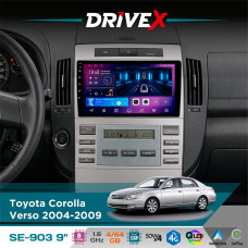 Штатна магнітола для Toyota Corolla Verso 2004-2009 DriveX SE-903 QLED 9" Android 8-ядерний 4+64Гб SIM-картка 3G/4G DSP 4x50W(TDA7851) бездротовий CarPlay та AndroidAuto