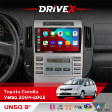 Штатна магнітола для Toyota Corolla Verso 2004-2009 DriveX UN5 QLED 9" Android 4-ядерний 2+32Гб 4x45W бездротовий CarPlay та AndroidAuto