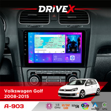 Штатна магнітола для Volkswagen Golf 2008-2015 DriveX A-903 QLED 9" Android 4-ядерний 2+32Гб 4x50W(TDA7851) бездротовий CarPlay та AndroidAuto