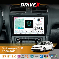 Штатна магнітола для Volkswagen Golf 2008-2015 DriveX S7 2K QLED 9" Android 8-ядерний 2.7ГГц 6x64Гб SIM-картка 3G/4G AK7808 AB 4x50W DSP AK7739 VELVET бездротовий CarPlay та AndroidAuto