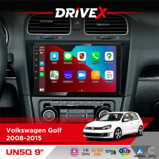 Штатна магнітола для Volkswagen Golf 2008-2015 DriveX UN5 QLED 9" Android 4-ядерний 2+32Гб 4x45W бездротовий CarPlay та AndroidAuto