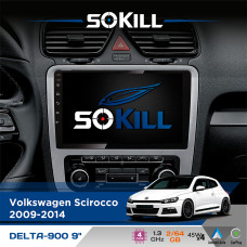 Штатна магнітола для Volkswagen Scirocco 2009-2014 SoKill DELTA-900 9" Android 4-ядерний 2+64Гб 4x45W бездротовий CarPlay та AndroidAuto