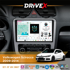 Штатна магнітола для Volkswagen Scirocco 2009-2014 DriveX S7+ 2K QLED 9" Android 8-ядерний 2.7ГГц 8x128Гб SIM-картка 3G/4G AK7808 AB 4x50W 360° DSP AK7739 VELVET бездротовий CarPlay та AndroidAuto