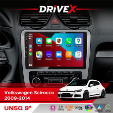 Штатна магнітола для Volkswagen Scirocco 2009-2014 DriveX UN5 QLED 9" Android 4-ядерний 2+32Гб 4x45W бездротовий CarPlay та AndroidAuto