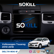 Штатна магнітола для Volkswagen Touareg 2010-2018 SoKill DELTA-900 9" Android 4-ядерний 2+64Гб 4x45W бездротовий CarPlay та AndroidAuto