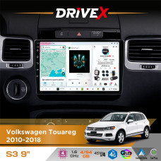 Штатна магнітола для Volkswagen Touareg 2010-2018 DriveX S3 QLED 9" Android 8-ядерний 1.6ГГц 4x64Гб SIM-картка 3G/4G 7388 4x45W ASP TM2313 бездротовий CarPlay та AndroidAuto