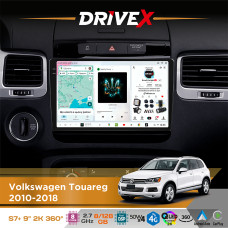 Штатна магнітола для Volkswagen Touareg 2010-2018 DriveX S7+ 2K QLED 9" Android 8-ядерний 2.7ГГц 8x128Гб SIM-картка 3G/4G AK7808 AB 4x50W 360° DSP AK7739 VELVET бездротовий CarPlay та AndroidAuto
