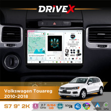 Штатна магнітола для Volkswagen Touareg 2010-2018 DriveX S7 2K QLED 9" Android 8-ядерний 2.7ГГц 6x64Гб SIM-картка 3G/4G AK7808 AB 4x50W DSP AK7739 VELVET бездротовий CarPlay та AndroidAuto