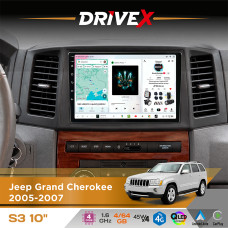 Штатна магнітола для Jeep Grand Cherokee 2005-2007 DriveX S3 QLED 10" Android 8-ядерний 1.6ГГц 4x64Гб SIM-картка 3G/4G 7388 4x45W ASP TM2313 бездротовий CarPlay та AndroidAuto