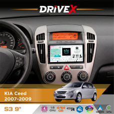 Штатна магнітола для KIA Ceed 2007-2009 DriveX S3 QLED 9" Android 8-ядерний 1.6ГГц 4x64Гб SIM-картка 3G/4G 7388 4x45W ASP TM2313 бездротовий CarPlay та AndroidAuto