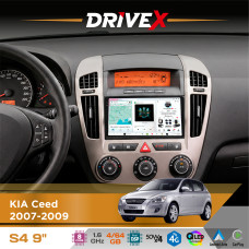 Штатна магнітола для KIA Ceed 2007-2009 DriveX S4 QLED 9" Android 8-ядерний 1.6ГГц 4x64Гб SIM-картка 3G/4G TDA7851 4x50W DSP AK7604 бездротовий CarPlay та AndroidAuto