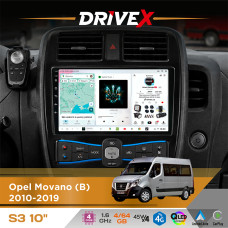 Штатна магнітола для Nissan NV400 2010-2019 DriveX S3 QLED 10" Android 8-ядерний 1.6ГГц 4x64Гб SIM-картка 3G/4G 7388 4x45W ASP TM2313 бездротовий CarPlay та AndroidAuto