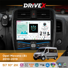 Штатна магнітола для Opel Movano (B) 2010-2019 DriveX S7 2K QLED 10" Android 8-ядерний 2.7ГГц 6x64Гб SIM-картка 3G/4G AK7808 AB 4x50W DSP AK7739 VELVET бездротовий CarPlay та AndroidAuto