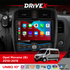 Штатна магнітола для Opel Movano (B) 2010-2019 DriveX UN8 QLED 10" Android 4-ядерний 2x32Гб 4x45W бездротовий CarPlay та AndroidAuto