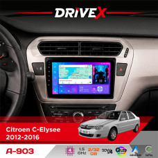 Штатна магнітола для Citroen C-Elysee 2012-2016 DriveX A-903 QLED 9" Android 4-ядерний 2+32Гб 4x50W(TDA7851) бездротовий CarPlay та AndroidAuto