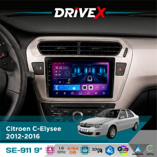 Штатна магнітола для Peugeot 301 2012-2016 DriveX SE-911 4+64Гб QLED 9" Android 4-ядерний 4x50W(TDA7851) DSP бездротовий CarPlay та AndroidAuto