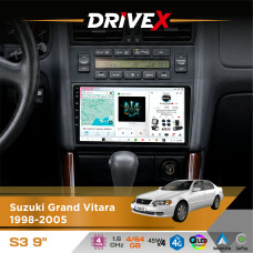 Штатна магнітола для Suzuki Grand Vitara 1998-2005 DriveX S3 QLED 9" Android 8-ядерний 1.6ГГц 4x64Гб SIM-картка 3G/4G 7388 4x45W ASP TM2313 бездротовий CarPlay та AndroidAuto