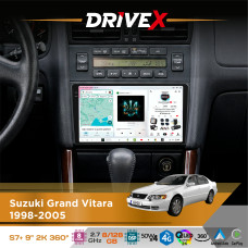 Штатна магнітола для Suzuki Grand Vitara 1998-2005 DriveX S7+ 2K QLED 9" Android 8-ядерний 2.7ГГц 8x128Гб SIM-картка 3G/4G AK7808 AB 4x50W 360° DSP AK7739 VELVET бездротовий CarPlay та AndroidAuto