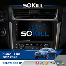 Штатна магнітола для Nissan Teana 2012-2020 SoKill DELTA-900 9" Android 4-ядерний 2+64Гб 4x45W бездротовий CarPlay та AndroidAuto