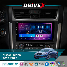 Штатна магнітола для Nissan Teana 2012-2020 DriveX SE-903 QLED 9" Android 8-ядерний 4+64Гб SIM-картка 3G/4G DSP 4x50W(TDA7851) бездротовий CarPlay та AndroidAuto