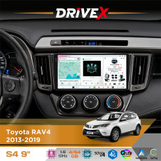 Штатна магнітола для Toyota RAV4 2013-2019 DriveX S4 QLED 9" Android 8-ядерний 1.6ГГц 4x64Гб SIM-картка 3G/4G TDA7851 4x50W DSP AK7604 бездротовий CarPlay та AndroidAuto