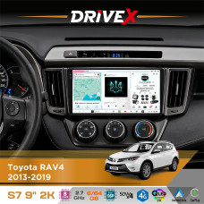 Штатна магнітола для Toyota RAV4 2013-2019 DriveX S7 2K QLED 9" Android 8-ядерний 2.7ГГц 6x64Гб SIM-картка 3G/4G AK7808 AB 4x50W DSP AK7739 VELVET бездротовий CarPlay та AndroidAuto