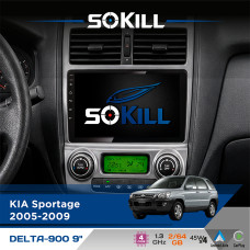 Штатна магнітола для KIA Sportage 2005-2009 SoKill DELTA-900 9" Android 4-ядерний 2+64Гб 4x45W бездротовий CarPlay та AndroidAuto