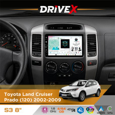 Штатна магнітола для Lexus GX 470 2002-2009 DriveX S3 QLED 8" з фізичними кнопками Android 8-ядерний 1.6ГГц 4x64Гб SIM-картка 3G/4G 7388 45W ASP TM2313 бездротовий CarPlay та AndroidAuto