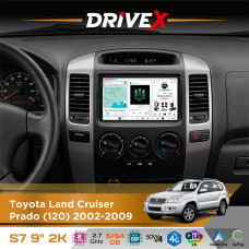 Штатна магнітола для Toyota Land Cruiser Prado (120) 2002-2009 DriveX S7 2K QLED 9" Android 8-ядерний 2.7ГГц 6x64Гб SIM-картка 3G/4G AK7808 AB 4x50W DSP AK7739 VELVET бездротовий CarPlay та AndroidAuto