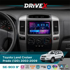 Штатна магнітола для Toyota Land Cruiser Prado (120) 2002-2009 DriveX SE-903 QLED 9" Android 8-ядерний 4+64Гб SIM-картка 3G/4G DSP 4x50W(TDA7851) бездротовий CarPlay та AndroidAuto