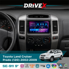 Штатна магнітола для Toyota Land Cruiser Prado (120) 2002-2009 DriveX SE-911 4+64Гб QLED 9" Android 4-ядерний 4x50W(TDA7851) DSP бездротовий CarPlay та AndroidAuto