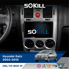 Штатна магнітола для Hyundai Getz 2002-2010 SoKill DELTA-900 9" Android 4-ядерний 2+64Гб 4x45W бездротовий CarPlay та AndroidAuto