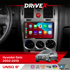 Штатна магнітола для Hyundai Getz 2002-2010 DriveX UN5 QLED 9" Android 4-ядерний 2+32Гб 4x45W бездротовий CarPlay та AndroidAuto