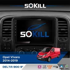 Штатна магнітола для Opel Vivaro 2014-2019 SoKill DELTA-900 9" Android 4-ядерний 2+64Гб 4x45W бездротовий CarPlay та AndroidAuto
