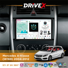 Штатна магнітола для Mercedes B-Klasse (W245) 2005-2011 DriveX S7+ 2K QLED 9" Android 8-ядерний 2.7ГГц 8x128Гб SIM-картка 3G/4G AK7808 AB 4x50W 360° DSP AK7739 VELVET бездротовий CarPlay та AndroidAuto