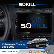 Штатна магнітола для Volkswagen Touareg 2002-2010 SoKill DELTA-900 9" Android 4-ядерний 2+64Гб 4x45W бездротовий CarPlay та AndroidAuto