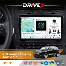 Штатна магнітола для Volkswagen Touareg 2002-2010 DriveX S3 QLED 9" Android 8-ядерний 1.6ГГц 4x64Гб SIM-картка 3G/4G 7388 4x45W ASP TM2313 бездротовий CarPlay та AndroidAuto