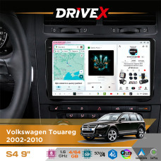 Штатна магнітола для Volkswagen Touareg 2002-2010 DriveX S4 QLED 9" Android 8-ядерний 1.6ГГц 4x64Гб SIM-картка 3G/4G TDA7851 4x50W DSP AK7604 бездротовий CarPlay та AndroidAuto
