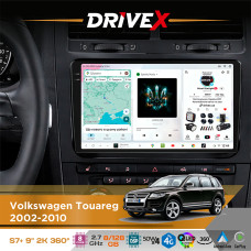 Штатна магнітола для Volkswagen Touareg 2002-2010 DriveX S7+ 2K QLED 9" Android 8-ядерний 2.7ГГц 8x128Гб SIM-картка 3G/4G AK7808 AB 4x50W 360° DSP AK7739 VELVET бездротовий CarPlay та AndroidAuto