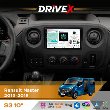 Штатна магнітола для Nissan NV400 2010-2019 DriveX S3 QLED 10" Android 8-ядерний 1.6ГГц 4x64Гб SIM-картка 3G/4G 7388 4x45W ASP TM2313 бездротовий CarPlay та AndroidAuto