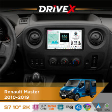Штатна магнітола для Renault Master 2010-2019 DriveX S7 2K QLED 10" Android 8-ядерний 2.7ГГц 6x64Гб SIM-картка 3G/4G AK7808 AB 4x50W DSP AK7739 VELVET бездротовий CarPlay та AndroidAuto