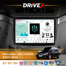 Штатна магнітола для Mercedes Vito (W639) 2003-2014 DriveX S7 2K QLED 10" Android 8-ядерний 2.7ГГц 6x64Гб SIM-картка 3G/4G AK7808 AB 4x50W DSP AK7739 VELVET бездротовий CarPlay та AndroidAuto