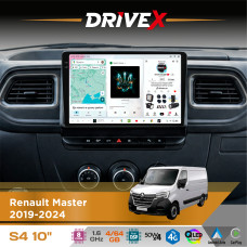 Штатна магнітола для Nissan NV400 2020-2021 DriveX S4 QLED 10" Android 8-ядерний 1.6ГГц 4x64Гб SIM-картка 3G/4G TDA7851 4x50W DSP AK7604 бездротовий CarPlay та AndroidAuto