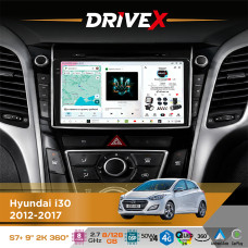 Штатна магнітола для Hyundai i30 2012-2017 DriveX S7+ 2K QLED 9" Android 8-ядерний 2.7ГГц 8x128Гб SIM-картка 3G/4G AK7808 AB 4x50W 360° DSP AK7739 VELVET бездротовий CarPlay та AndroidAuto