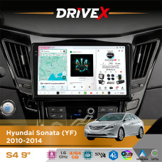 Штатна магнітола для Hyundai Sonata (YF) 2010-2014 DriveX S4 QLED 9" Android 8-ядерний 1.6ГГц 4x64Гб SIM-картка 3G/4G TDA7851 4x50W DSP AK7604 бездротовий CarPlay та AndroidAuto