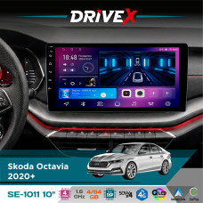 Штатна магнітола для Skoda Octavia 2020+ DriveX SE-1011 QLED 10" Android 4-ядерний 4+64Гб DSP 4x50W(TDA7851) бездротовий CarPlay та AndroidAuto