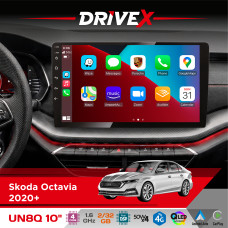 Штатна магнітола для Skoda Octavia 2020+ DriveX UN8 QLED 10" Android 4-ядерний 2x32Гб 4x45W бездротовий CarPlay та AndroidAuto
