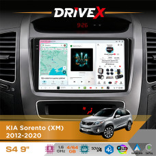 Штатна магнітола для KIA Sorento (XM) 2012-2020 DriveX S4 QLED 9" Android 8-ядерний 1.6ГГц 4x64Гб SIM-картка 3G/4G TDA7851 4x50W DSP AK7604 бездротовий CarPlay та AndroidAuto